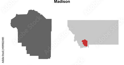 Madison County (Montana) blank outline map set