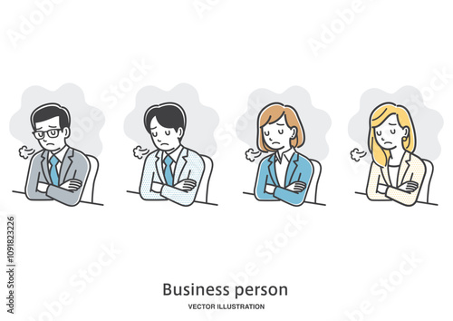 ため息をつき落ち込む男女の会社員の人々