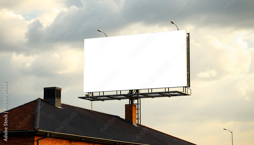 Obraz premium Large Billboard On Rooftop isolated with white highlights, png