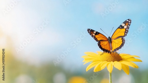 Vibrant Butterfly Resting on a Bright Sunflower