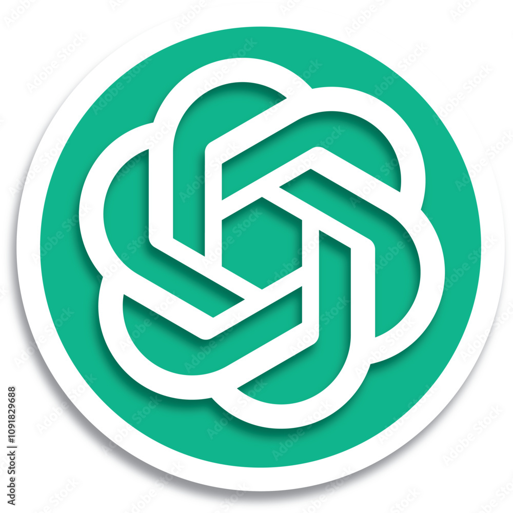 OpenAI logo icon, artificial intelligence logo sticker Stock Vector ...