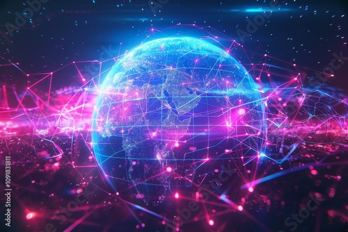 Wallpaper Mural This visual showcases a colorful globe illuminated with interconnected lines, symbolizing global connectivity and the impact of technology in the digital age. Torontodigital.ca