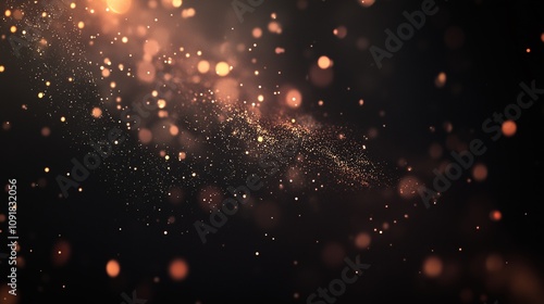 黒い背景と星の様な光の粒が舞うレンズで撮影したようなグラフィック画像
