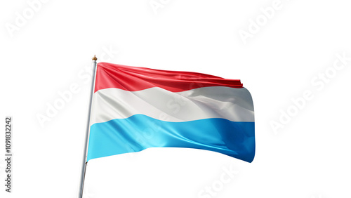 Fotografi Flag of luxembourg with no background, transparent png, flag on a flag pole wavi