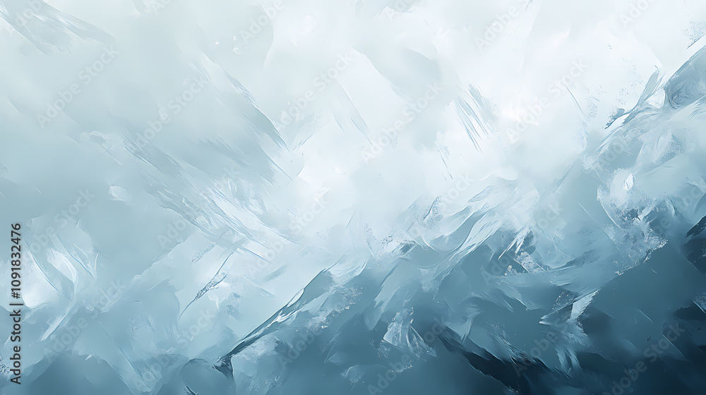 Obraz premium Frosted glass texture in cool, icy tones with delicate crystalline patterns for a wintry feel. Frosted Glass Patterns. Illustration