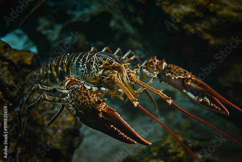 Spiny Lobster in Aquatic Habitat