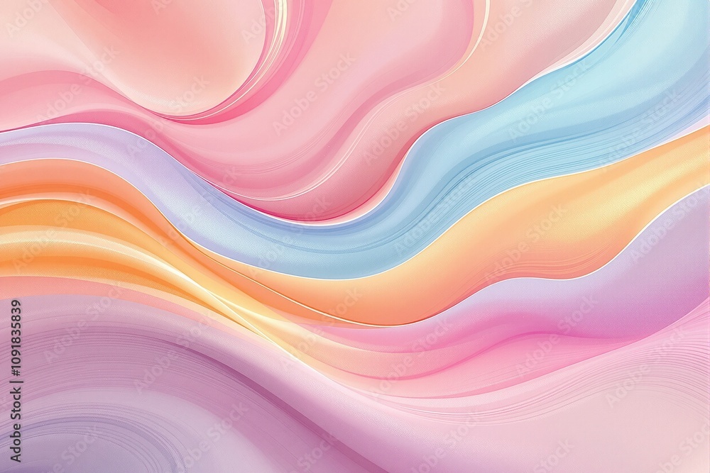 Obraz premium Soft Pastel Waves Background with Fluid Art Texture