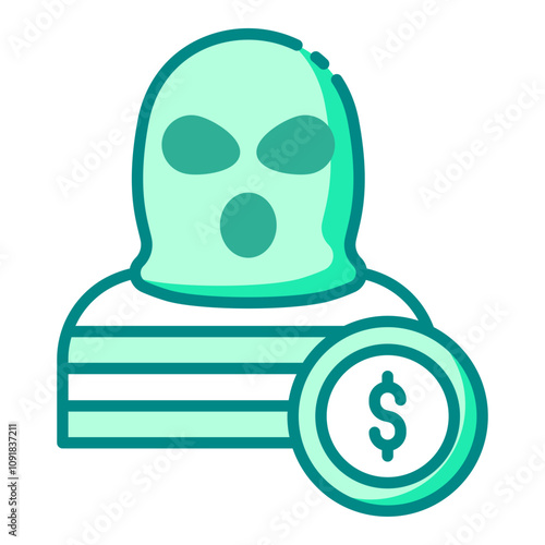 Heist icon showing a masked thief ready for a robbery