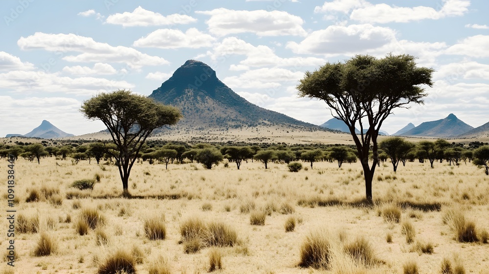Fototapeta premium African grassland with some trees