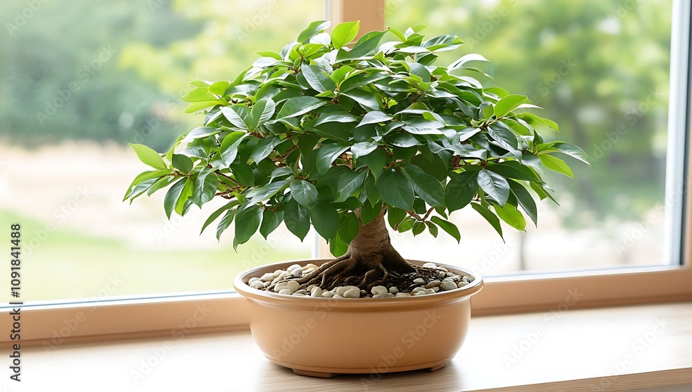 Spotlight on a bonsai tree in a white pot, dark surroundings with a clear window softly visible
Spotlight on a bonsai tree in a white pot, dark surroundings with a clear window softly visible