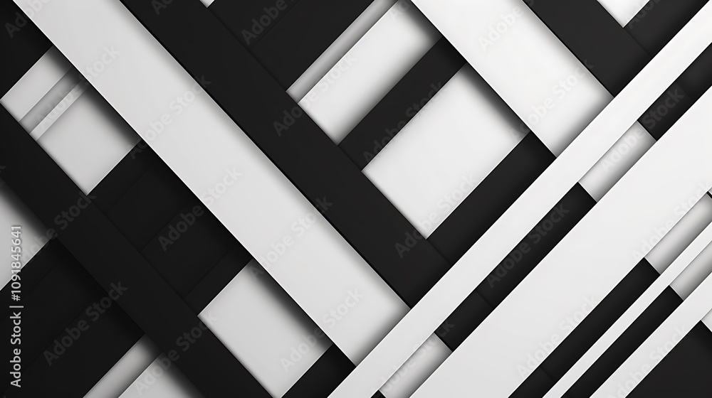 A modern abstract design featuring intersecting black and white geometric shapes. A modern abstract design featuring intersecting black and white geometric shapes.