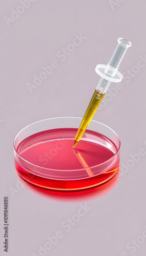 Petri dish and pipette isolated with white highlights, png photo