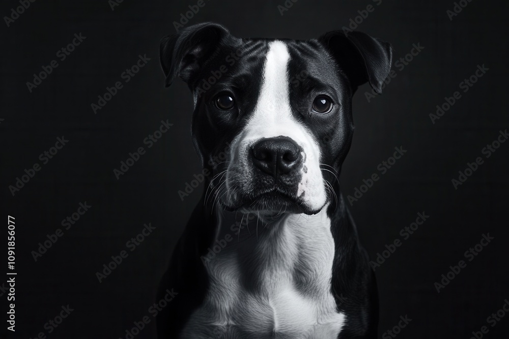 Portrait of pit bull dog posing on black background Portrait of pit bull dog posing on black background