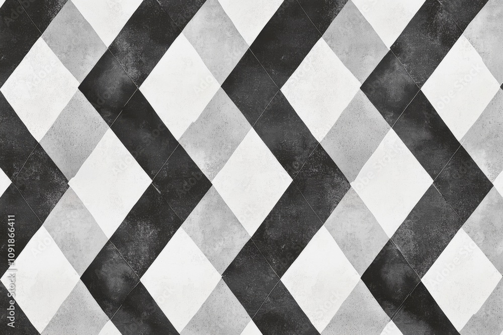 Fototapeta premium Modern Gray and White Argyle Diamond Seamless