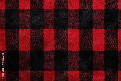 Seamless Red and Black Lumberjack Plaid Pattern