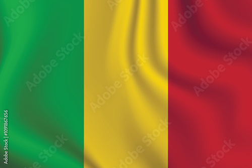 Flag of Mali. National symbol in official colors. Template icon. Abstract vector background.