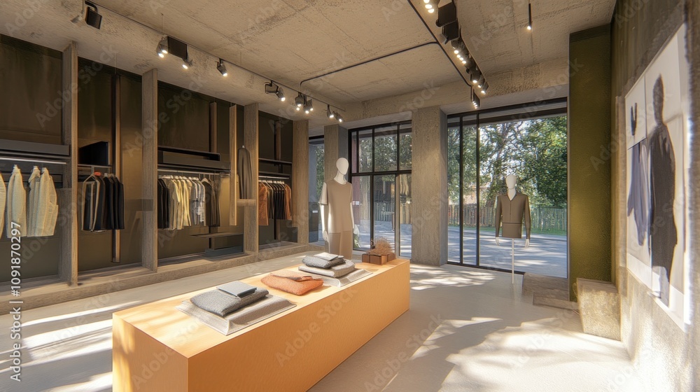 Fototapeta premium Modern Minimalist Clothing Store Interior Design