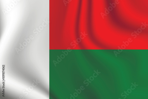 Flag of Madagascar. National symbol in official colors. Template icon. Abstract vector background.