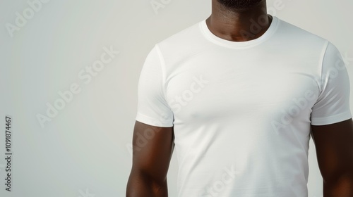 A plain white tshirt mockup set against a soft backdrop, perfect for showcasing your brand design ideas. photo