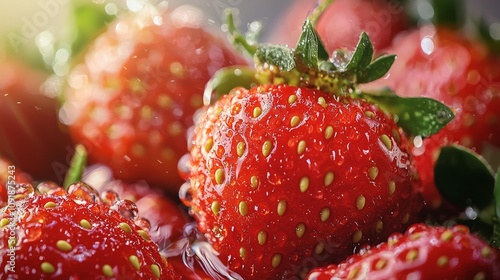 Wallpaper Mural Closeup of fresh strawberries with water droplets Torontodigital.ca