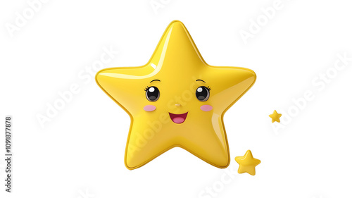 yellow star 3D rendering cute cartoon photo