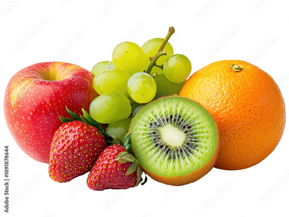 A vibrant assortment of fresh fruits including apples, grapes, strawberries, oranges, and kiwi, showcasing a colorful and healthy selection. A vibrant assortment of fresh fruits including apples, grapes, strawberries, oranges, and kiwi, showcasing a colorful and healthy selection.