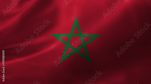 Moroccan flag fluttering in the breeze