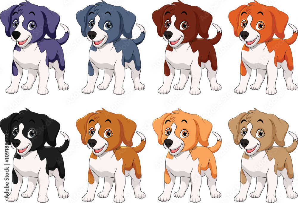 Obraz premium Cute Cartoon Puppies, Cartoon puppies, Cute dogs, Puppy illustration, Dog drawing, Cartoon animals, Happy puppies, Colorful dogs, Puppy vector, Cute puppy art, Dog clipart