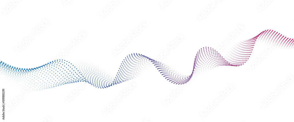 Fototapeta premium Flowing Dot Wave halftone gradient pattern on transparent background 