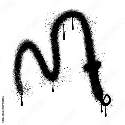 Drawing whip graffiti with black spray paint