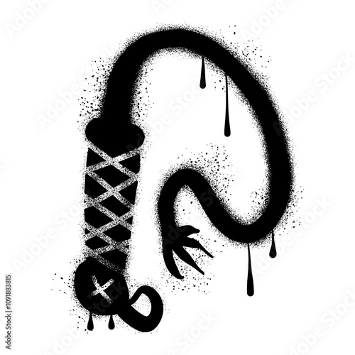 Hand drawn whip graffiti with black spray paint