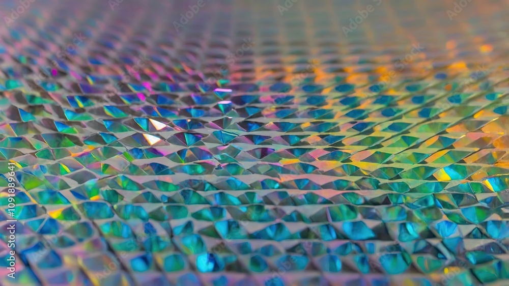 Fototapeta premium Colorful Holographic Surface with Geometric Design 