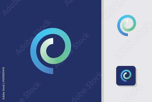 colorful letter p round logo design vector template