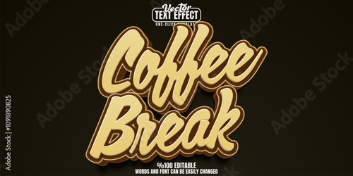 Coffee editable text effect, customizable brown and drink 3d font style