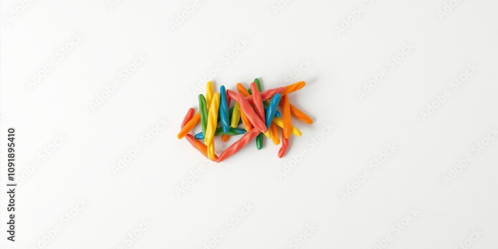 Naklejka premium A colorful piece of plasticine resting on a clean white background, creating, malleable, plasticine sculpture