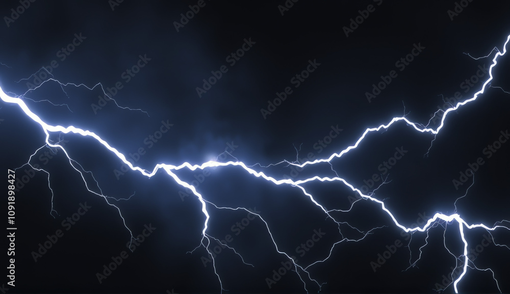 Dramatic lightning strikes illuminate the night sky during a summer storm Dramatic lightning strikes illuminate the night sky during a summer storm