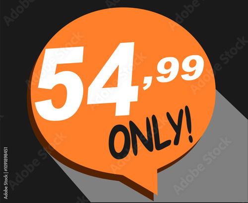 Discount sticker Template with 54, 99 only. Vector design, Sale, price tag illustration.