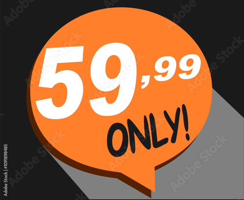 Discount sticker Template with 59, 99 only. Vector design, Sale, price tag illustration.