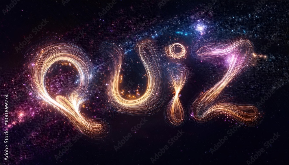 Fototapeta premium Text quiz made out of light streaks,