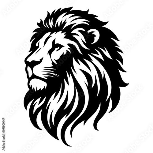 Majestic Lion Head Silhouette Vector Illustration on White Background