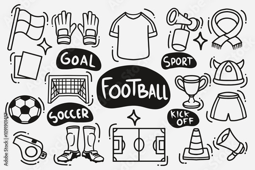 set of doodle football good for background, wallpaper, element design, icons, etc