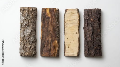 Decomposition process of bark showcasing neat, structured patterns with repetitive, organic textures throughout. photo