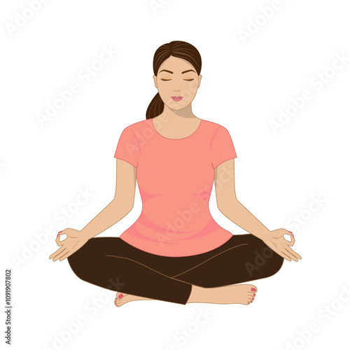 Woman meditating in Gyan Mudra pose.