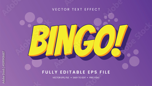 Bingo 3D editable text effect style