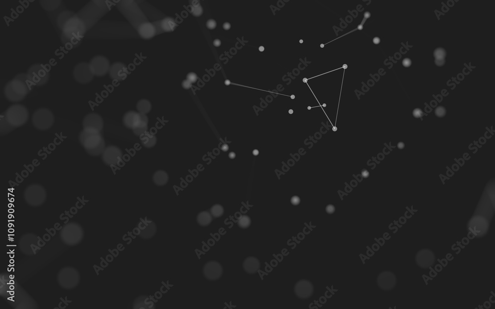 Fototapeta premium Abstract background. Molecules technology with polygonal shapes, connecting dots and lines. Connection structure. Big data visualization.