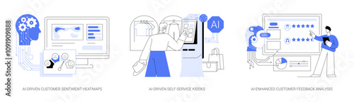 AI for Customer Service abstract concept vector illustrations.