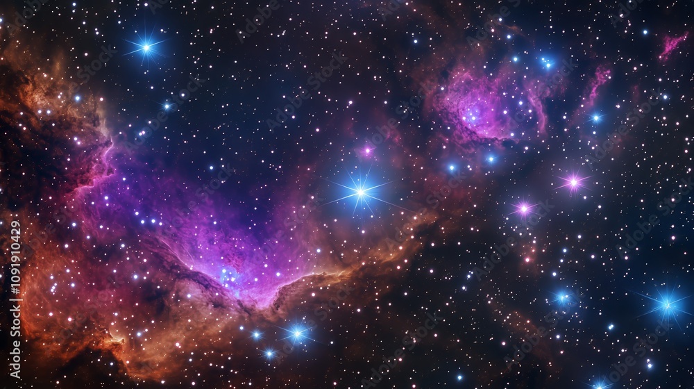Φωτογραφία Experience a stunning space scene with twinkling stars and vibrant nebulae in a cosmic tapestry