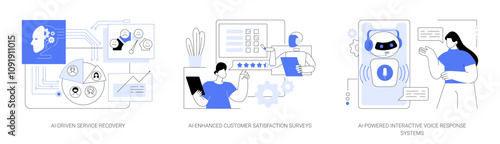 AI-Enhanced Customer Service abstract concept vector illustrations.