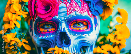 A Masked Colorful Skull   photo