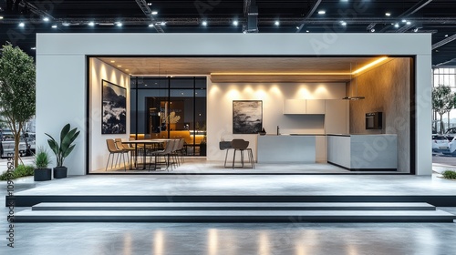 Wallpaper Mural Realistic Corporate Booth Mockup with Furniture Arrangement Torontodigital.ca